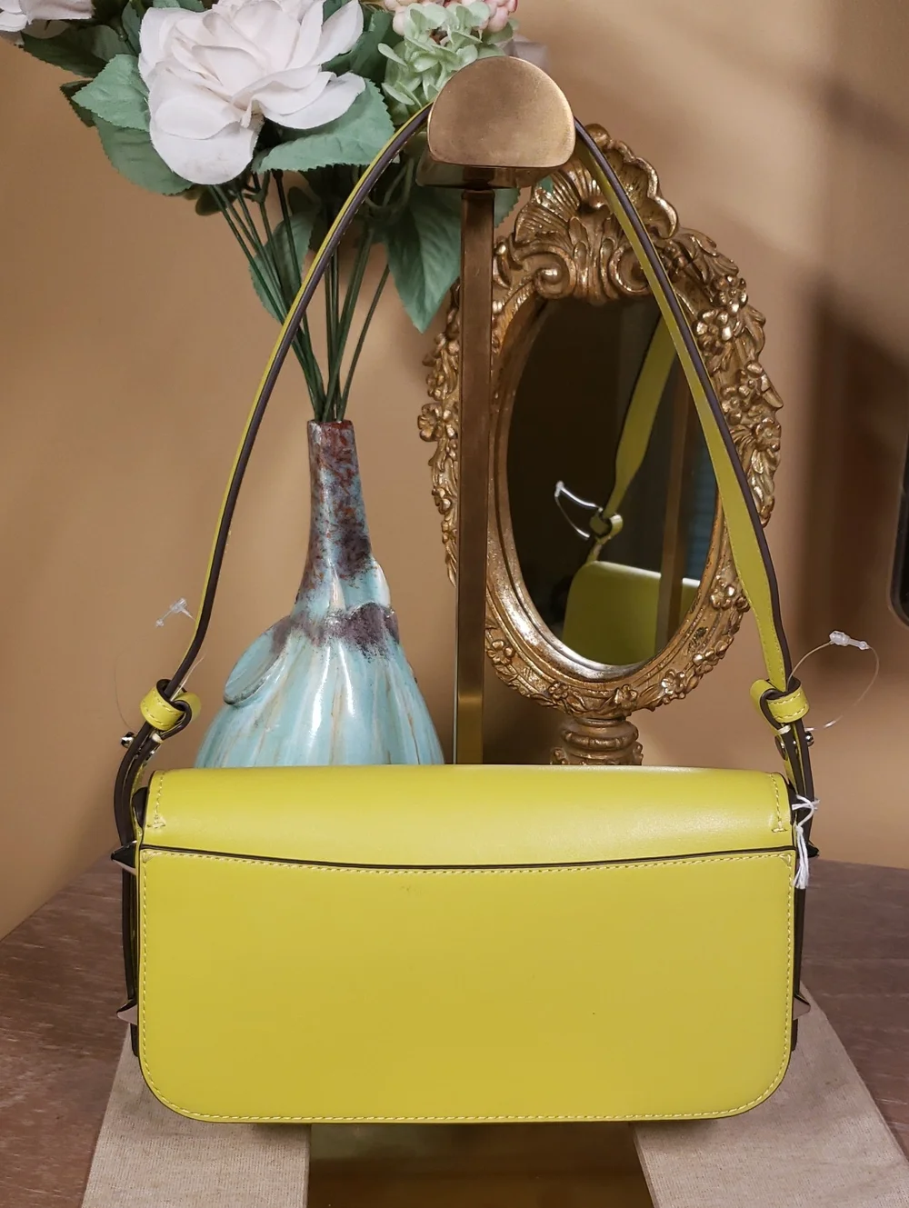 kate spade Chartreuse Shoulder Bag w/ Laser-Cut Wristlet SET!